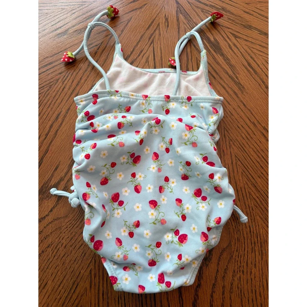Gymboree Baby Girls Strawberry Print One Piece Swimsuit Blue 6-12 Months 2003
